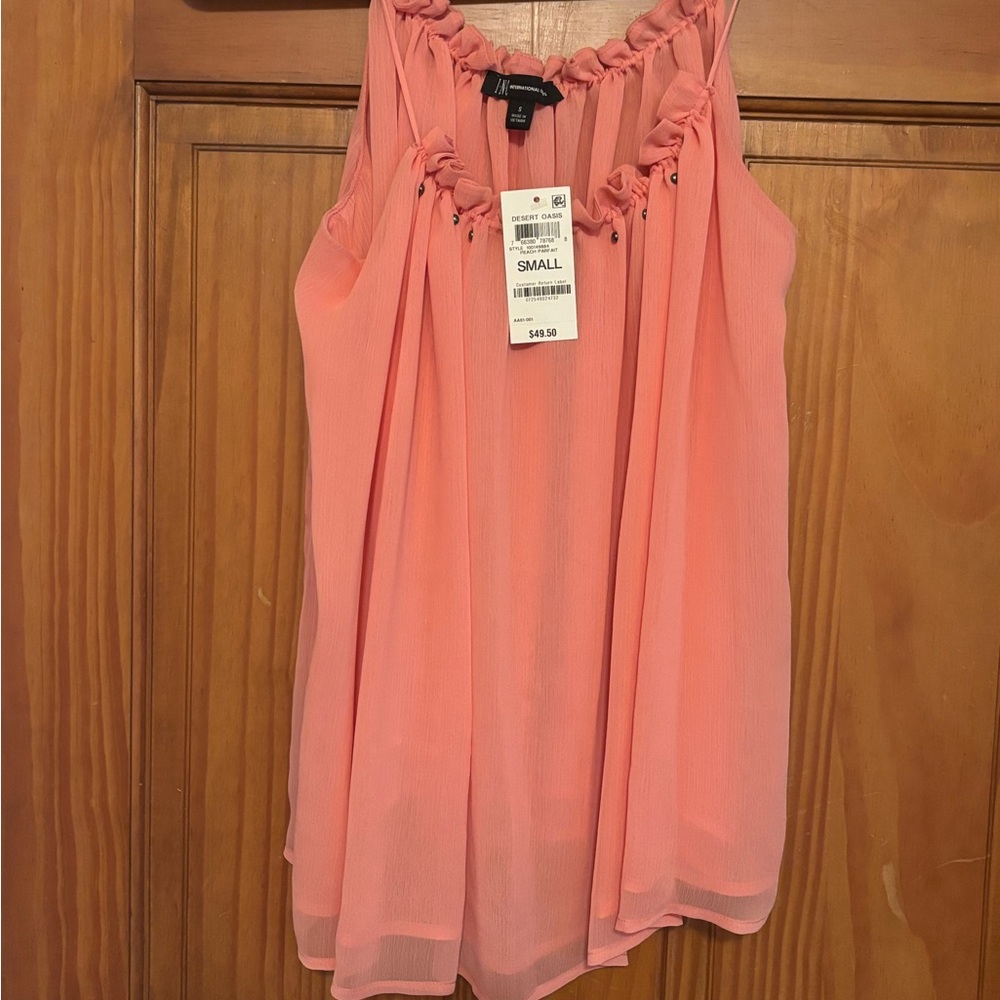 INC International Concepts Pink Ruffled Blouse